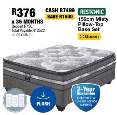 Restonic 152cm Misty Pillow-Top Base Set