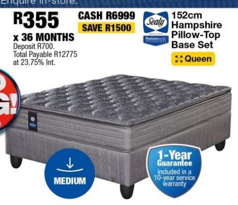 Sealy 152cm Hampshire Pillow-Top Base Set