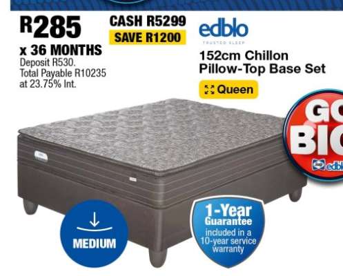 152cm Chillon Pillow-Top Base Set