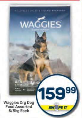 Waggies Dry Dog Food Assorted 6/8kg Each