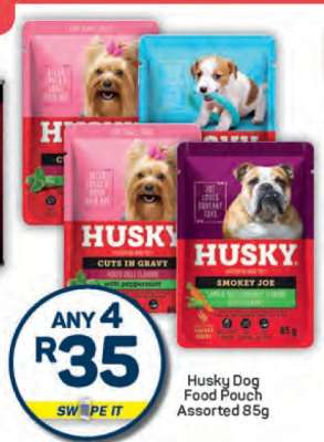 Husky Dog Food Pouch Assorted 85g