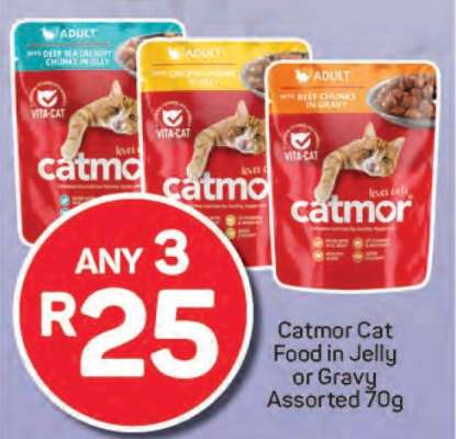 Catmor Cat Food in Jelly or Gravy Assorted 70g