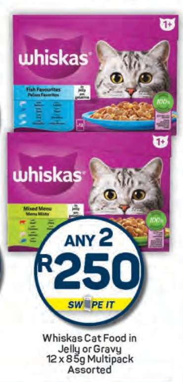 Whiskas Cat Food in Jelly or Gravy 12 x 85g Multipack Assorted