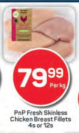 PnP Fresh Skinless Chicken Breast Fillets 4s or 12s
