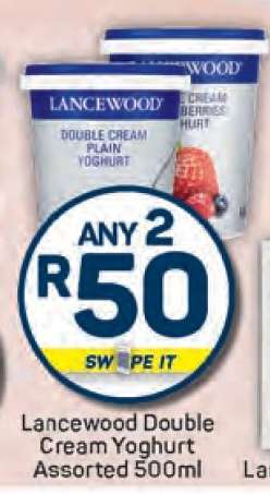 Lancewood Double Cream Yoghurt Assorted 500ml
