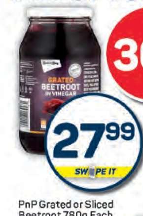 PnP Grated or Sliced Beetroot 780g