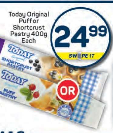 Today Original Puff or Shortcrust Pastry 400g Each