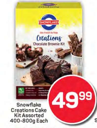 Snowflake Creations Cake Kit Assorted 400-800g Each