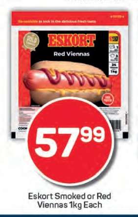 Eskort Smoked or Red Viennas 1kg Each
