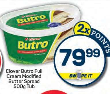 Clover Butro Full Cream Modified Butter Spread 500g Tub