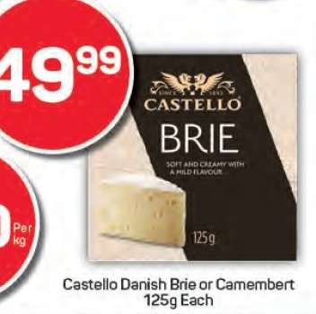 Castello Danish Brie or Camembert 125g Each