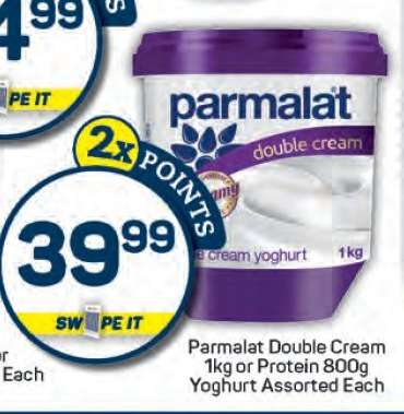 Parmalat Double Cream 1kg or Protein 800g Yoghurt Assorted Each