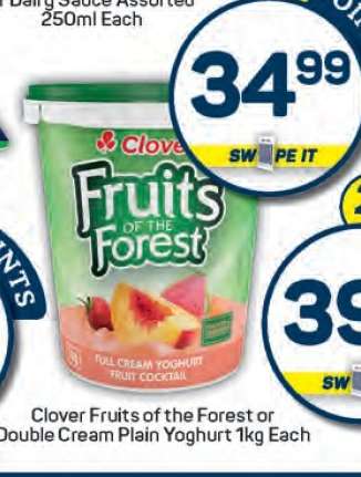 Clover Fruits of the Forest or Double Cream Plain Yoghurt 1kg Each
