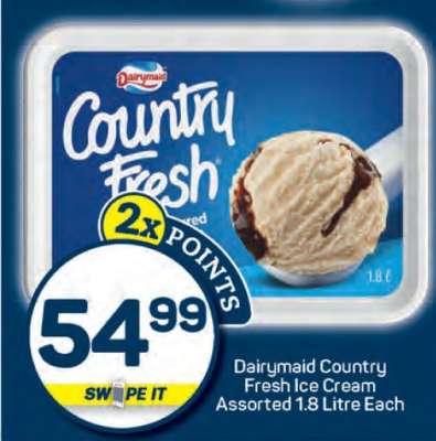 Dairymaid Country Fresh Ice Cream Assorted 1.8 Litre Each