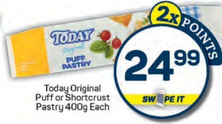 Today Original Puff or Shortcrust Pastry 400g Each