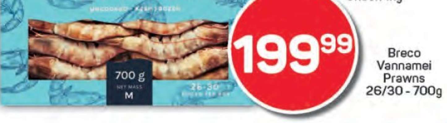 Breco Vannamei Prawns 26/30 - 700g