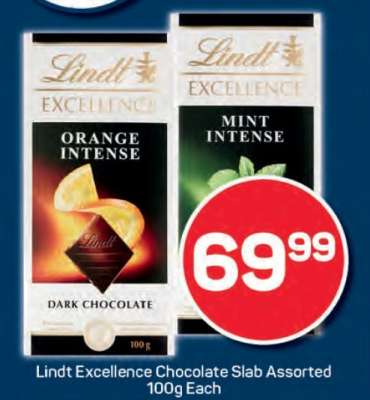 Lindt Excellence Chocolate Slab Assorted 100g Each