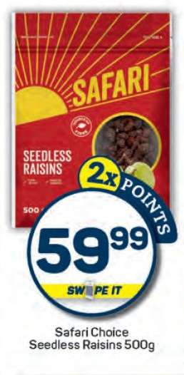 Safari Choice Seedless Raisins 500g