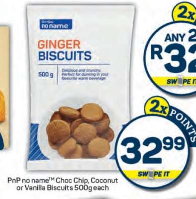 PnP no name™ Choc Chip, Coconut or Vanilla Biscuits 500g each