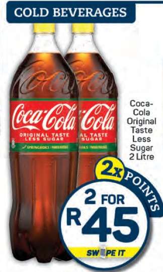 Coca-Cola Original Taste Less Sugar 2 Litre