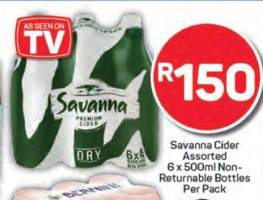 Savanna Cider Assorted 6 x 500ml Non-Returnable Bottles Per Pack