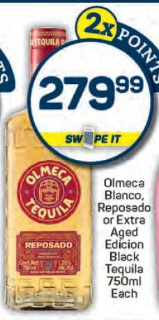 Olmeca Blanco, Reposado or Extra Aged Edicion Black Tequila 750ml Each