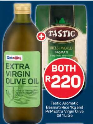 Tastic Aromatic Basmati Rice 1kg and PnP Extra Virgin Olive Oil 1 Litre