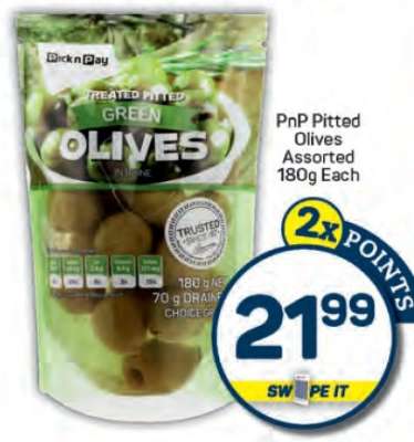 PnP Pitted Olives Assorted 180g Each
