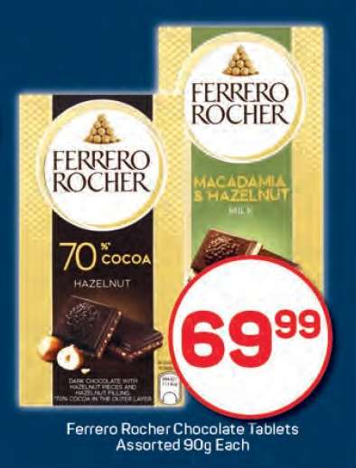 Ferrero Rocher Chocolate Tablets Assorted 90g Each
