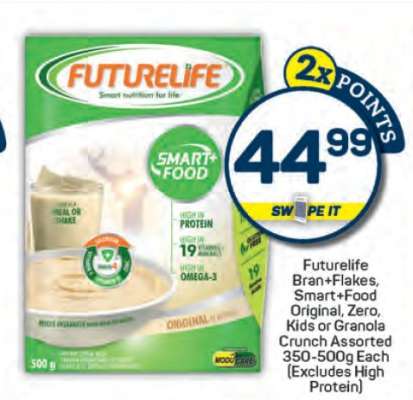 Futurelife Bran+Flakes, Smart+Food Original, Zero, Kids or Granola Crunch Assorted 350-500g Each