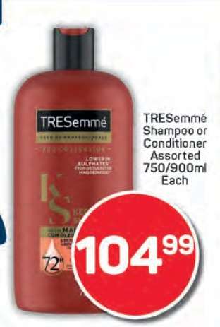 TRESemmé Shampoo or Conditioner Assorted 750/900ml Each