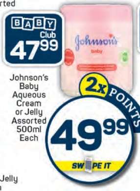 Johnson's Baby Aqueous Cream or Jelly Assorted 500ml Each