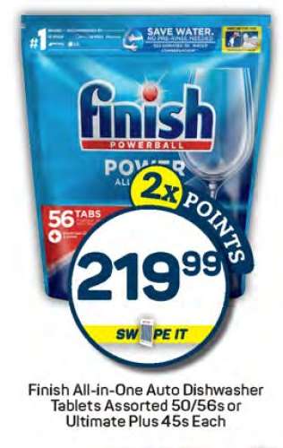 Finish All-in-One Auto Dishwasher Tablets Assorted 50/56s or Ultimate Plus 45s Each