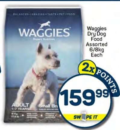 Waggies Dry Dog Food Assorted 6/8kg Each