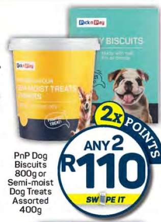 PnP Dog Biscuits 800g or Semi-moist Dog Treats Assorted 400g