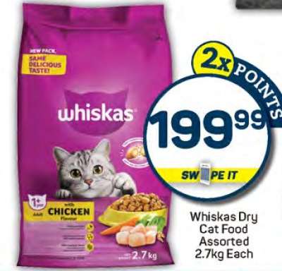 Whiskas Dry Cat Food
Assorted 2.7kg Each