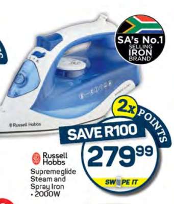 Russell Hobbs Supremeglide Steam and Spray Iron • 2000W
