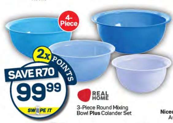 3-Piece Round Mixing Bowl Plus Colander Set