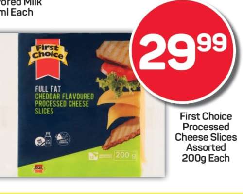 First Choice Processed Cheese Slices Assorted 200g Each