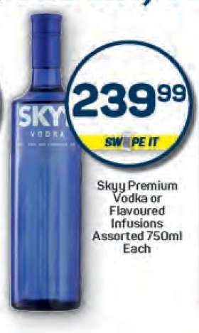 Skyy Premium Vodka or Flavoured Infusions Assorted 750ml Each