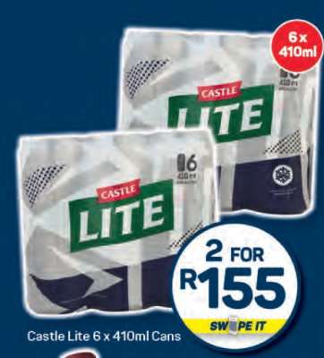 Castle Lite 6 x 410ml Cans