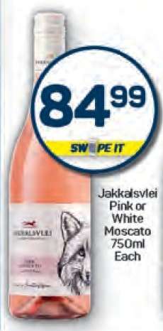 Jakkalsvlei Pink or White Moscato 750ml Each