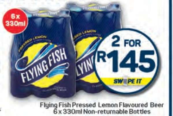 Flying Fish Pressed Lemon Flavoured Beer 6 x 330ml Non-Returnable Bottles