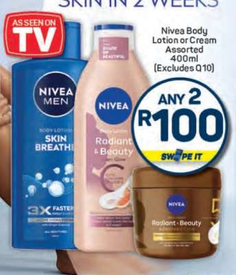 Nivea Body Lotion or Cream Assorted 400ml (Excludes Q10)