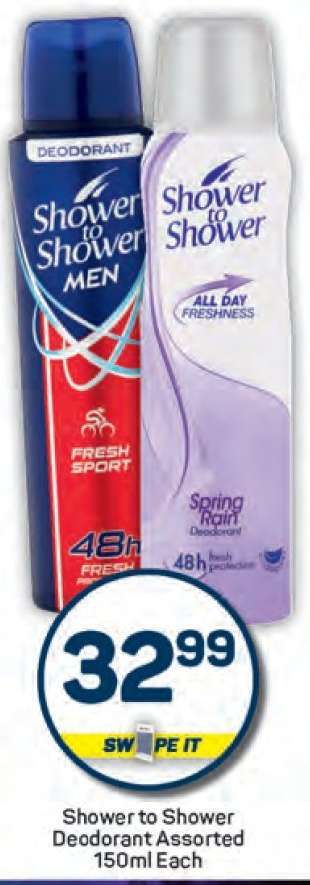 Shower To Shower Deodorant Assorted-150ml Each