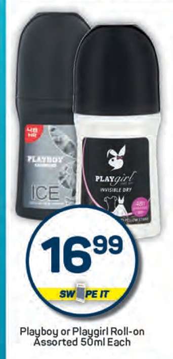 Playboy or Playgirl Roll-on Assorted 50ml Each