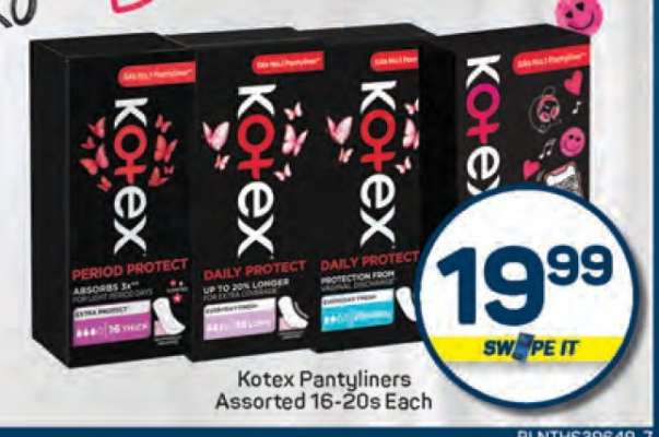 Kotex Pantyliners Assorted 16-20s Each