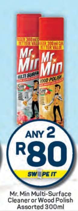 Mr. Min Multi-Surface Cleaner or Wood Polish Assorted 300ml