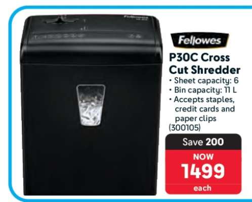 Fellowes P30C Cross Cut Shredder