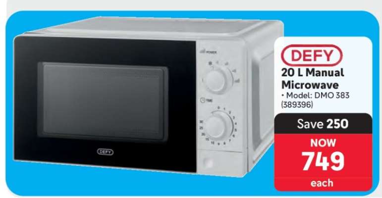 DEFY 20 L Manual Microwave
